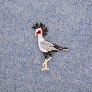 SecretaryBird Stick-On Patch/Terrestrial Bird Badge/DIY Embroidery/Decorative Patch/Embroidered Applique/Applique Motif/Birds Lover Gift image 3