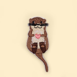Iron-On Otter Patch/Nature Animal Badge/Otters Badge/Decorative Patch/DIY Embroidery/Embroidered Applique/Cute Patch/Animal Lover Gift
