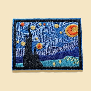 Iron-On Large Van Gogh Starry Night Patch/Van Gogh Badge/Embroidery Patch/DIY Embroidery/Decorative Patch/Applique Motif/Van Gogh lover Gift