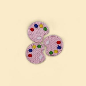 Iron-On Colourful Artist Palette Patch/Pink Embroidered Art Badge/DIY Craft Applique/Painting Patch/Gift for Art Lovers Creative Souls