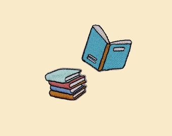 Stick-On Cartoon Books Patch – Embroidered Book Lover Applique for Bookworms/DIY Crafts