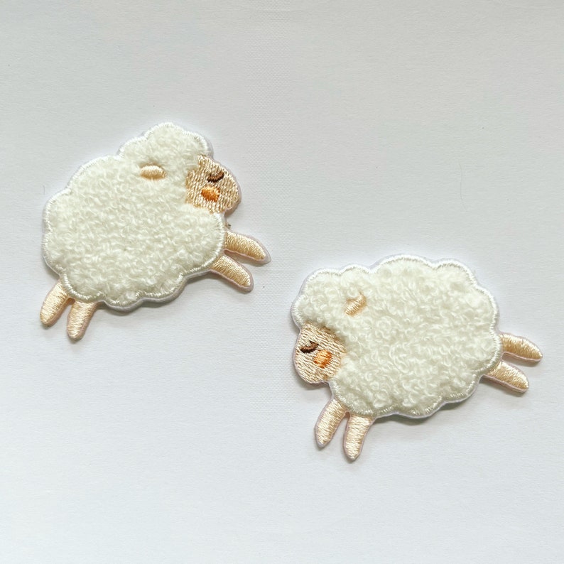 Stick-On Fluffy Sheep Patch/ Sheep Lover Gift/White Sheep/Cute Animal Patch/Decorative Patch/DIY Embroidery/Embroidered Applique image 2
