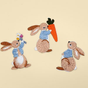 Set regalo coniglietto carino, toppa termoadesiva/distintivo animale/toppa ricamata/ricamo fai da te/toppa decorativa/applicazione ricamata/regalo per amanti dei conigli