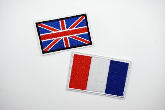 10 Patch Termoadesive Bandiera Francese, Ricamate, 3x5 Cm, 100% Poliestere, Made In France