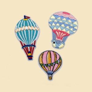 Colourful Hot Air Balloon Iron On Patch/Ballon Badge/DIY Embroidery/Decorative Patch/Embroidered Applique/Applique Motif/Chrismas Gift image 1