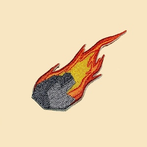 Stick-On Meteor Patch/The firey rock/Funny Gifts /Embroidered Patch / Space Gift /Back Patch/Patches for Jacket/Planet Lover Gift image 1