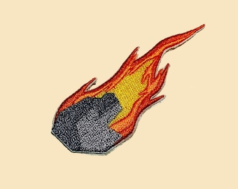 Stick-On Meteor Patch/The firey rock/Funny Gifts /Embroidered Patch / Space Gift /Back Patch/Patches for Jacket/Planet Lover Gift