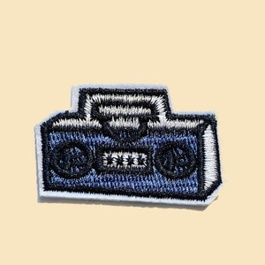 Klassieke retro radio opstrijkbare patch/applique motief/rand Burn Out/vintage patch/retro minnaar/muziekliefhebber/decoratieve patch/cassettespeler