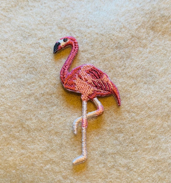 Flamingo Embroidered Applique Pink Iron On Patch