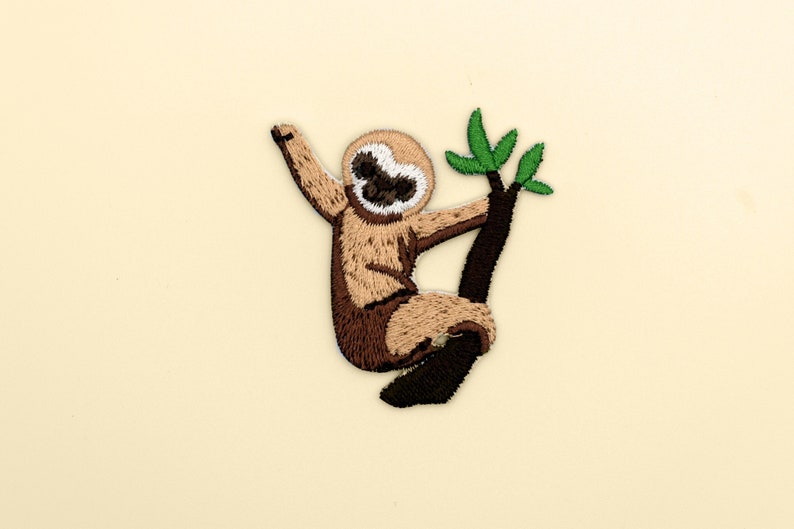 Iron-On Sloth Patch/Nature Animal Badge/Sloth Badge/Decorative Patch/DIY Embroidery/Embroidered Applique/Cute Patch/Animal Lover Gift image 1