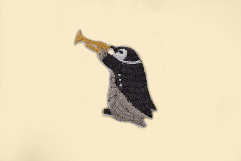 Iron-On Penguin Musician Patch/Nature Animal Badge/Funny Penguin Badge/Music Lover Gift/DIY Embroidery/Embroidered Applique/Penguin Lover image 2