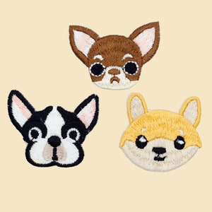 Dogs Iron-On Patch/ShibaInu Chihuahua Bulldog Badge/Animal Patch/Decorative Patch/DIY Embroidery/Embroidered Applique/Dogs Lover Gift