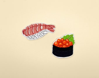 Écusson thermocollant Sushi Food Collections/Insigne alimentaire/Écusson sushi/DIY/Appliques brodés/Écusson décoratif/Cadeau pour amateur de sushis/Amateur de cuisine japonaise