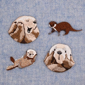 Écusson adhésif loutre mignon/insigne animal nature/écusson auto-adhésif/écusson décoratif/broderie bricolage/appliqués brodés/cadeau amoureux loutre image 5