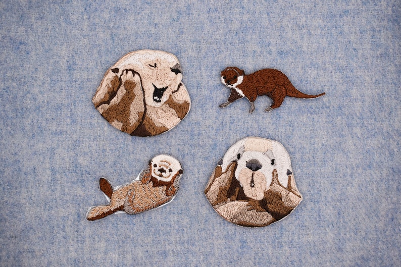 Écusson adhésif loutre mignon/insigne animal nature/écusson auto-adhésif/écusson décoratif/broderie bricolage/appliqués brodés/cadeau amoureux loutre image 5