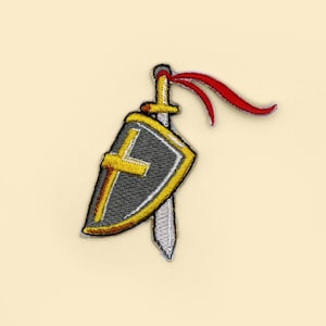 Iron-On Sword Shield Patch/Cartoon Badge/Weapon Patch/Decorative Patch/DIY Embroidery/Embroidered Applique/Sword Shield Lover Gift