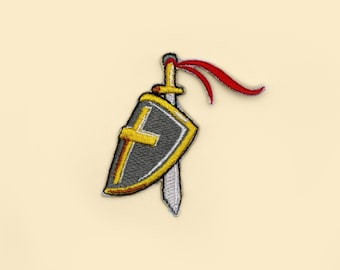 Iron-On Sword Shield Patch/Cartoon Badge/Weapon Patch/Decorative Patch/DIY Embroidery/Embroidered Applique/Sword Shield Lover Gift