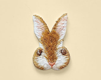 Iron On Rabbit Face Patch/Animal Badge/DIY Embroidery/Decorative Patch/Embroidered Applique/Rabbit Lover/Applique Motif/Bunny/Cute Bunny