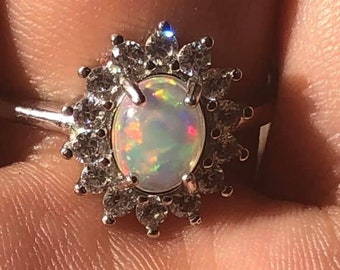 Sterling silver opal ring