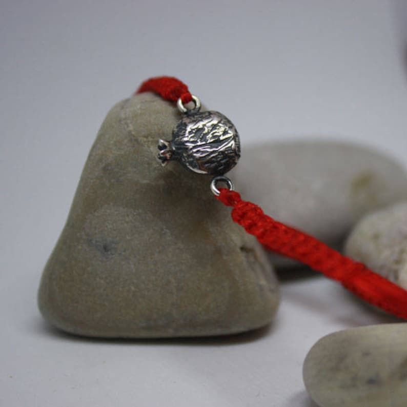 gift for her Armenian jewelry silver sterling with red color pomegranate pendant biblical jewelry Pomegranate bracelet Armenian gifts