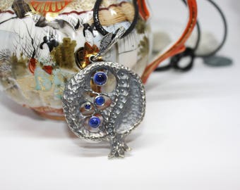 Pomegranate Silver Pendant Necklace gift for Her Silver Sterling 925