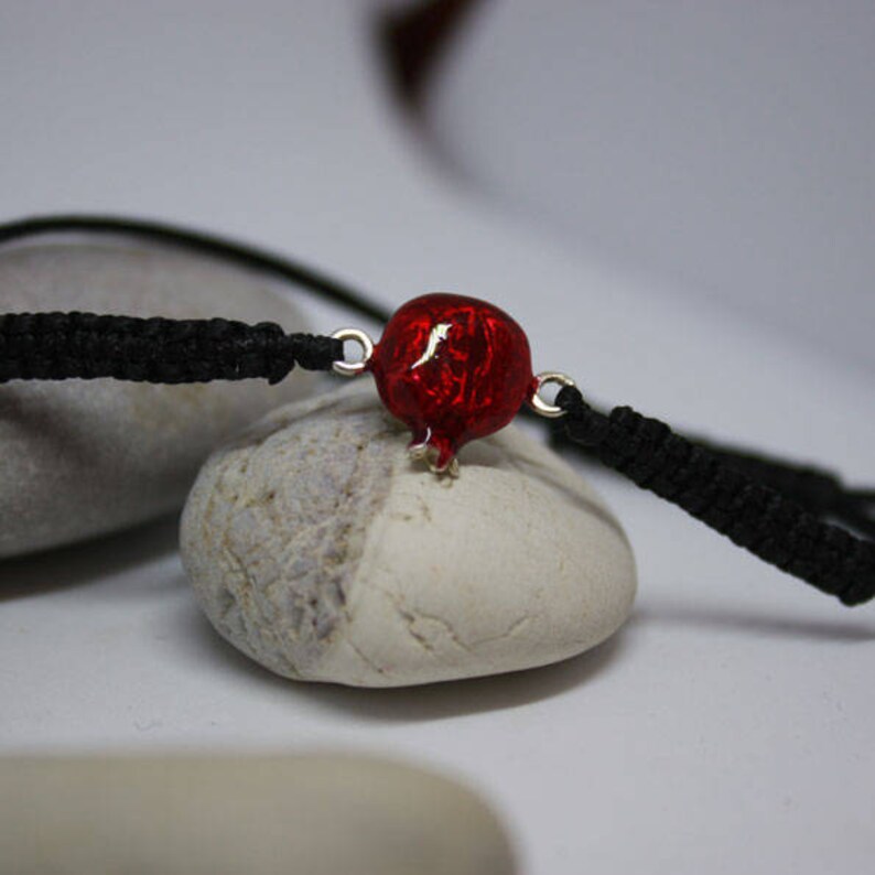 gift for her Armenian jewelry silver sterling with red color pomegranate pendant biblical jewelry Pomegranate bracelet Armenian gifts