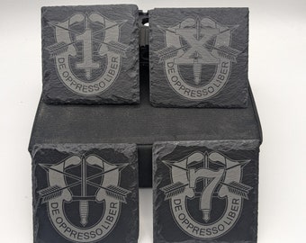 Posavasos de pizarra de las Fuerzas Especiales de 4" x 4"