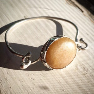 Custom made Beach pebble and sterling silver bracelet