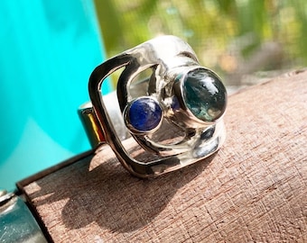 Custom made Handmade glass bead and sterling silver ring. Can be made with genuine seaglass.
