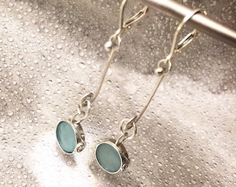 Custom made Genuine seaglass sterling silver earrings