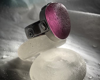 Anello in argento sterling unisex in vero vetro di mare su misura (colore personalizzato)