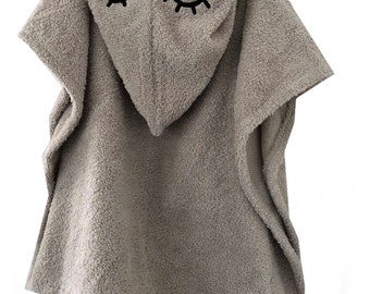 Bathing poncho "Sleepy Eyes" in beige