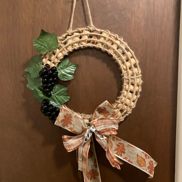 Wine cork and grape wreath