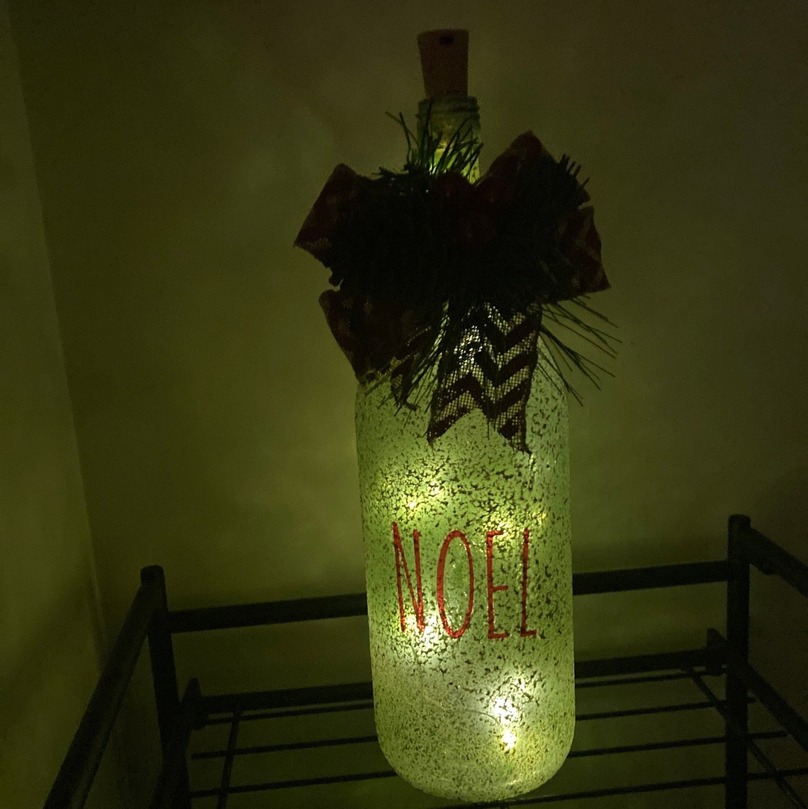 Light up Decorative noel Wine Bottle With Fairy Lights Etsy