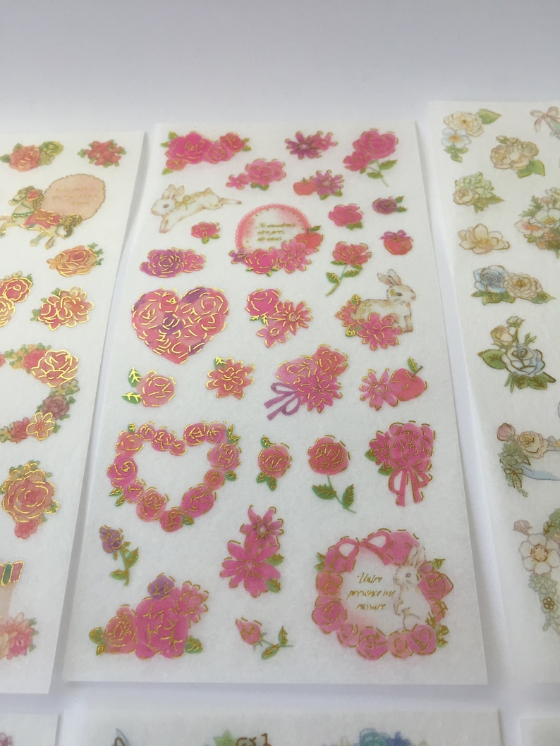 6 SheetsPack Gold Foil Flower and Animal Stickers