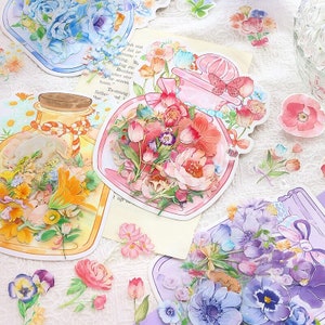 30 stickers aquarelle fleurs en aluminium (4 modèles)