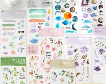 2 Sheets/Pack Watercolor Flowers Transfer Stickers (6 Designs)