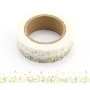 Ruban adhésif en papier Washi avec plantes et fleurs en feuille d'or | 15 mm x 10 m