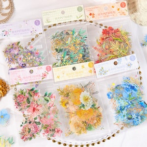 40 stickers fleurs aquarelles dorées (6 modèles) | Ensemble A