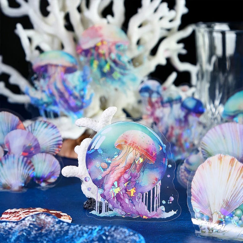Holographic Ocean PET Stickers – Sea Life Designs for Journal and ...
