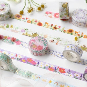 Ensemble de ruban adhésif Washi BGM Foil Flower Series (4 modèles) | 15 mm X 5 m