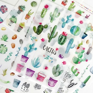 6 feuilles/paquet d'autocollants cactus