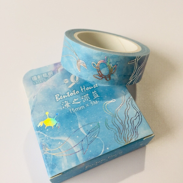 Silver Foil Blue Sea Washi Tape | 15 mm X 5 m