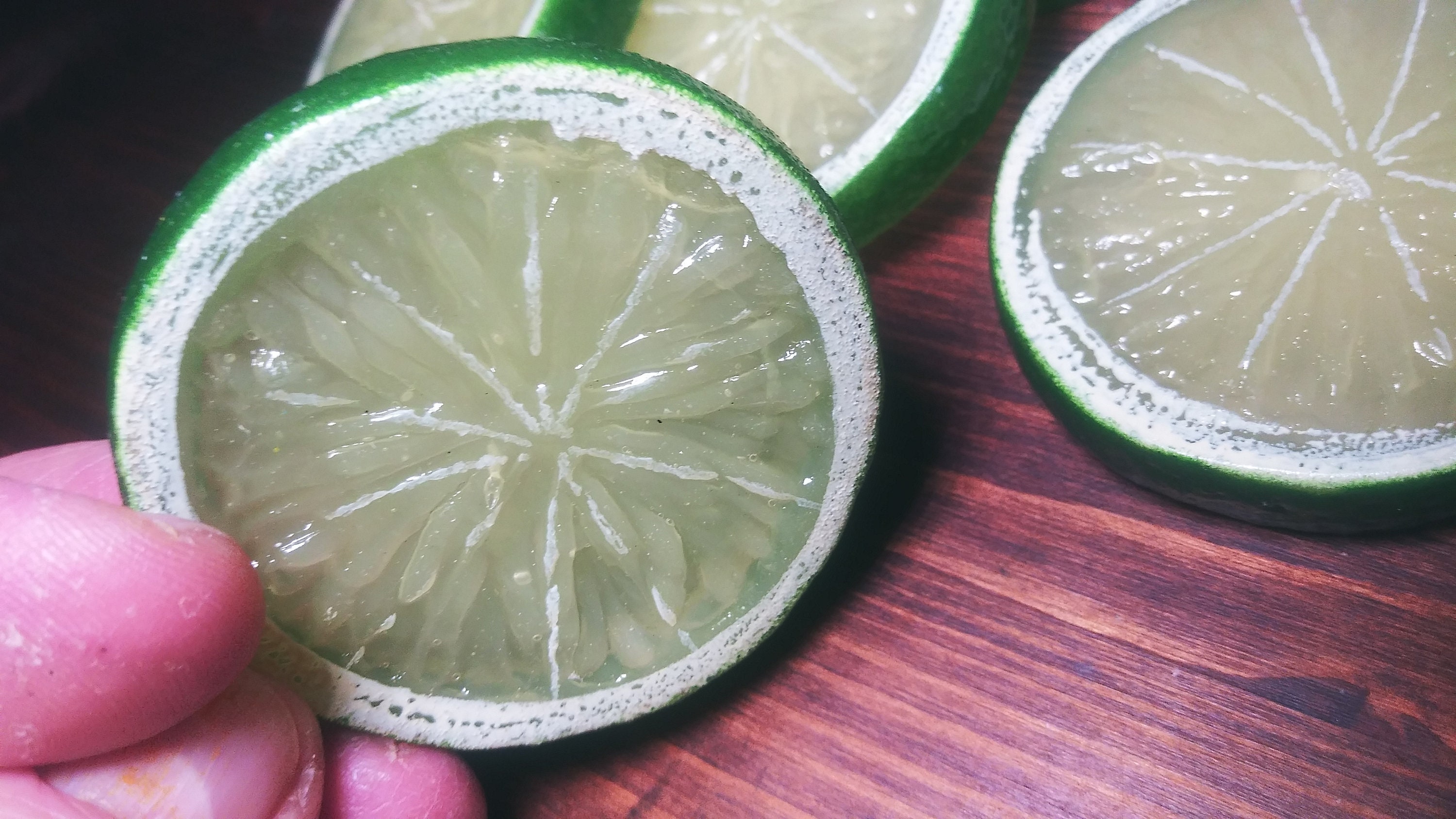 FIVE Artificial Lime Slices Fake foods Vegetables staging Etsy