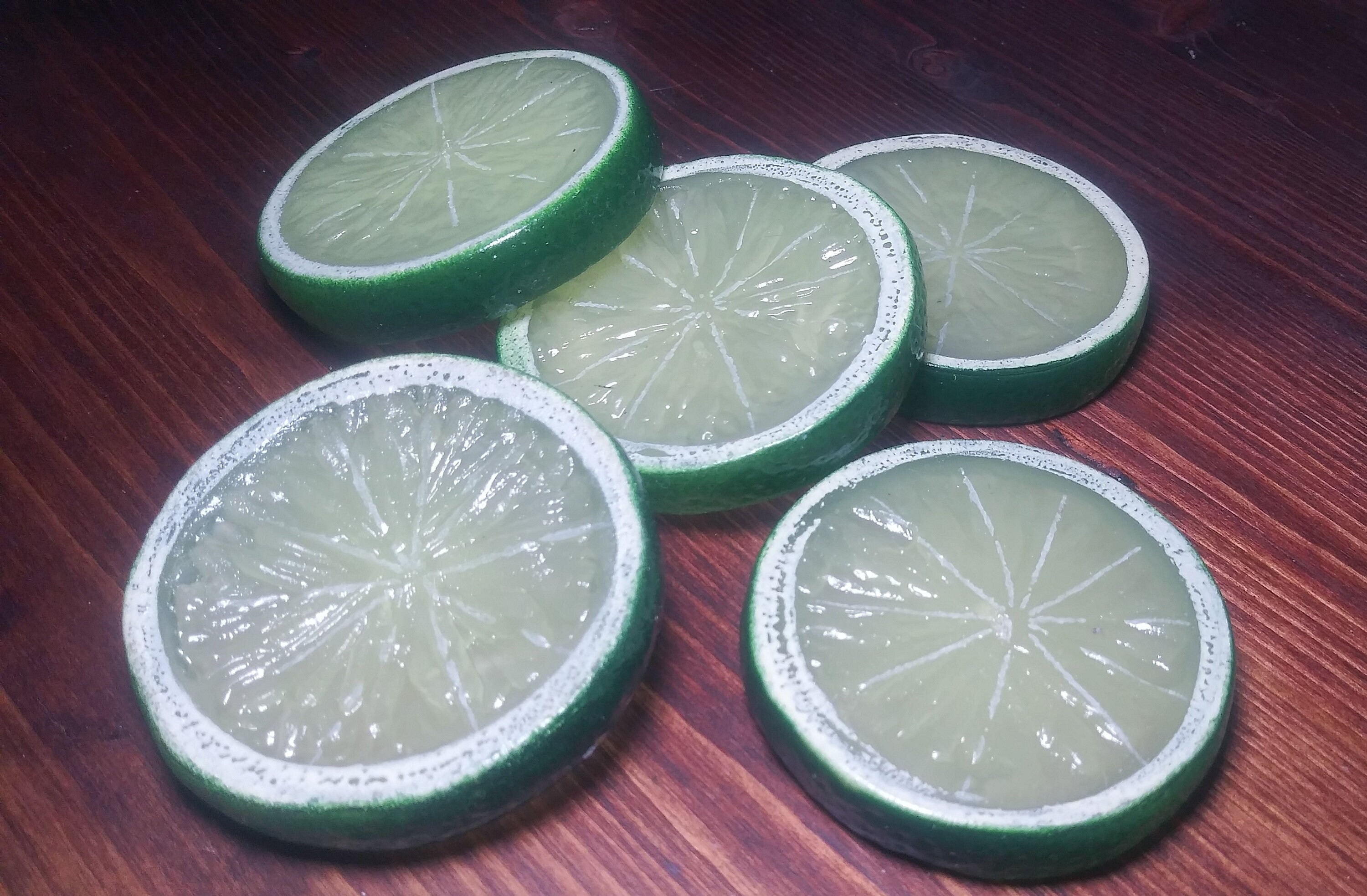 FIVE Artificial Lime Slices Fake foods Vegetables staging Etsy