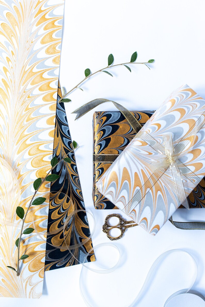 Marbled Papers Handmade gift Wrapping Book Binding Etsy