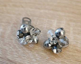 Boucles d'oreilles vintage | A clip | Bijou vintage | Fausses perles de culture et strass | Fait main