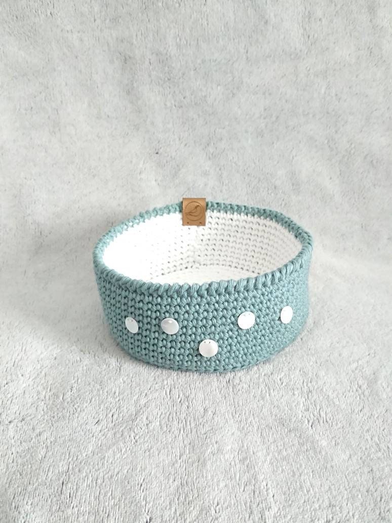 Panier de Rangement Au Crochet et Sequins/Panière Sequin Corbeille Coton Panier Bébé