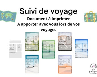 Suivi de voyage | Liste de voyage | Souvenir | Scrapbooking | Imprimable | Document PDF