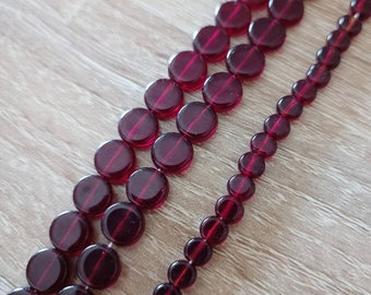 Perles fantaisies ronde et plate | Perle | Rouge bordeaux | Fabrication de bijoux